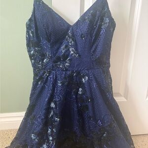 City Studio Navy Blue Floral Prom Dress